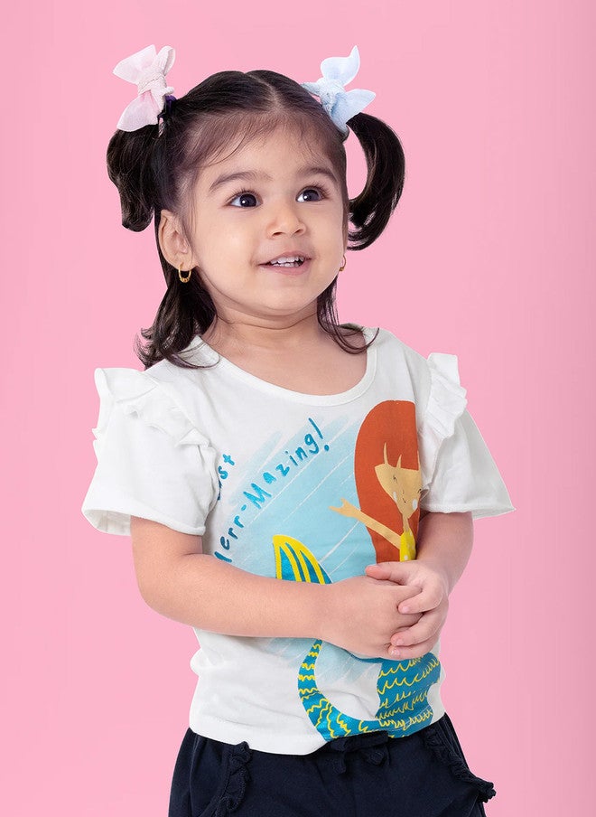 Bontots Infant Girls Organic Cotton T-Shirt with Graphic Print - Image 1